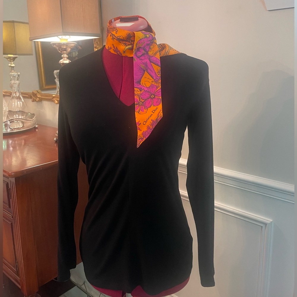 Black long sleeve with neckline cut